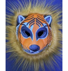 Kahverengi Peluş Saçlı Kırılmaz Yumuşak Tiger Maskesi 22x19 Cm