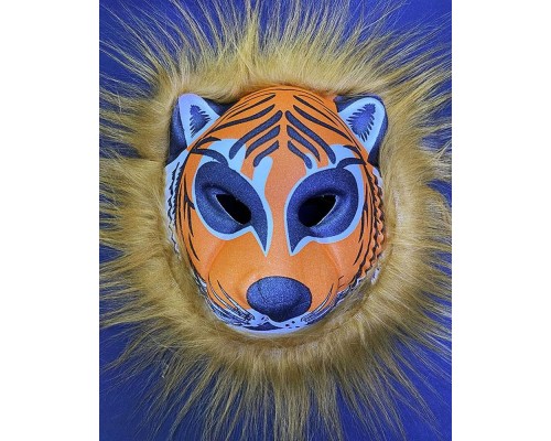 Kahverengi Peluş Saçlı Kırılmaz Yumuşak Tiger Maskesi 22x19 cm