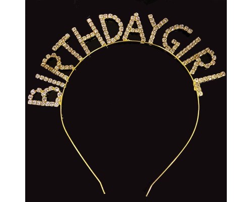 Kristal Taşlı Altın Renk Birthday Girl Tacı 16x17 Cm