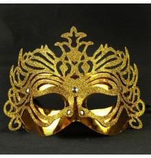 Metalik Altın Gold Renk Masquerade Kelebek Simli Parti Maskesi 23x14 Cm