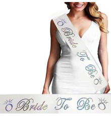 Bride To Be Saten Kuşak Beyaz Üzeri Hologramlı Metalize Gümüş Yazılı 160x9.5 cm