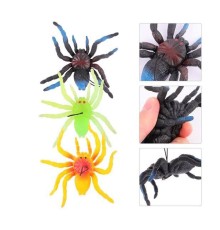 Yumuşak Plastik Malzemeden İmal Karışık Renk Tarantula örümcek 6 Adet 13x13 Cm