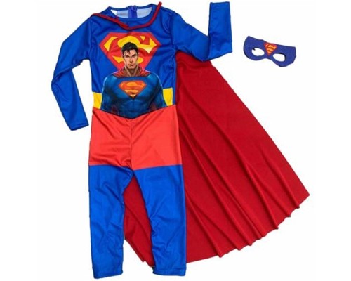 Çocuk Superman Kostümü - Pelerinli ve Maskeli Superman Kostüm 9-10 Yaş