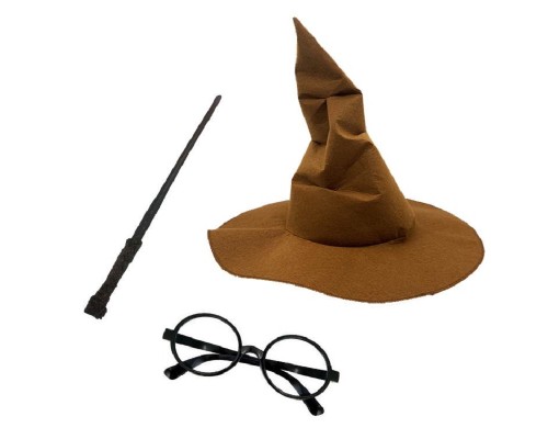 Harry Potter Şapkası + Harry Potter Asası + Harry Potter Gözlüğü Çocuk Boy