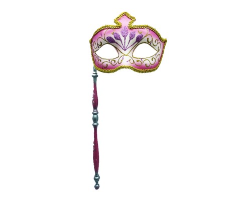 Venedik Masquerade Sopalı Maske Pembe Renk 17x35 Cm