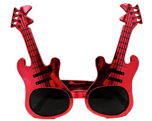 Kırmızı Renk Rockn Roll Gitar şekilli Parti Gözlüğü 15x15 Cm