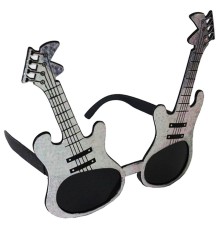 Gümüş Renk Rockn Roll Gitar şekilli Parti Gözlüğü 15x15 Cm