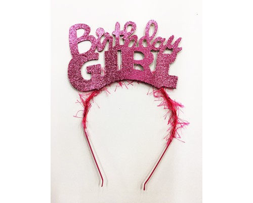 Birthday Girl Yazılı Metalize Parti Tacı Pembe Renk