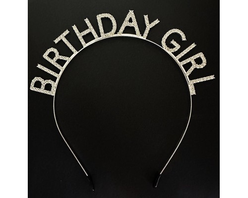 Gümüş Kristal Taşlı Birthday Girl Doğum Günü Tacı İthal Ürün A Kalite 17x16 cm