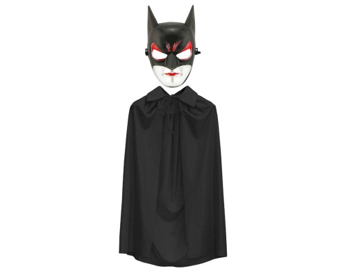 Batman Maskesi Cat Woman ve Batman Pelerini 90 cm Siyah Renk Set