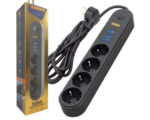 Gobax No:101 Akim Korumali 3usb Port Girişli 4 Lü Priz 2mt