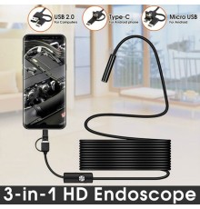 Endoskop 3 In 1 Yılan Kamera Usb Micro Usb Type-c Uyumlu 20m