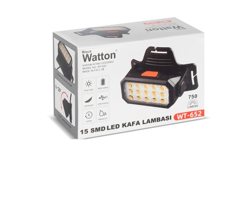 15 Ledli Sarı / Beyaz Şarjlı Kafa Lambası Watton Wt-652