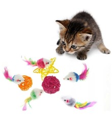 Peluş Fare Renkli Kedi Oyuncağı 4.5 Cm