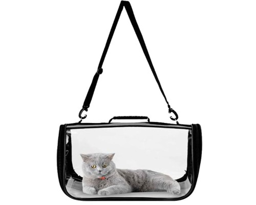 Flybag Kedi Köpek Kuş Seyahat Taşıma çantası şeffaf Omuz Askılıklı Evcil Hayan çantası Siyah